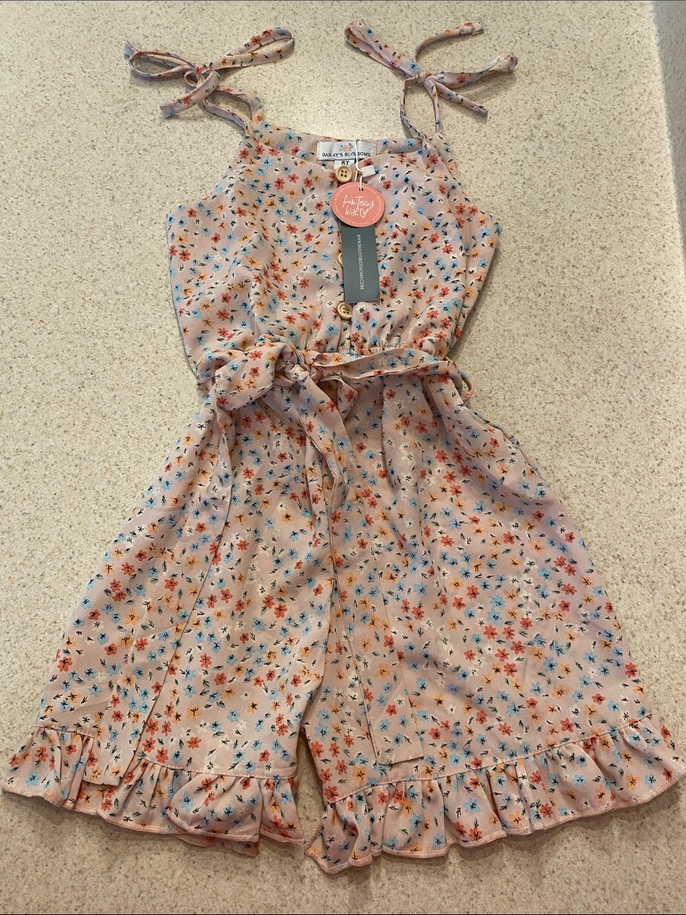 Baileys Blossom Sz 5T Floral Romper Sleeveless NWT